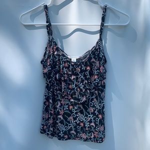 Floral Patterned Spaghetti Strap Tank Top